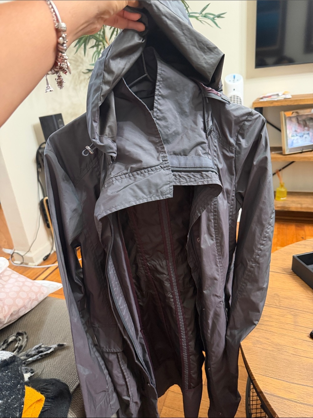 Cole Haan Women's Hooded Trench Coat - Charcoal Gray